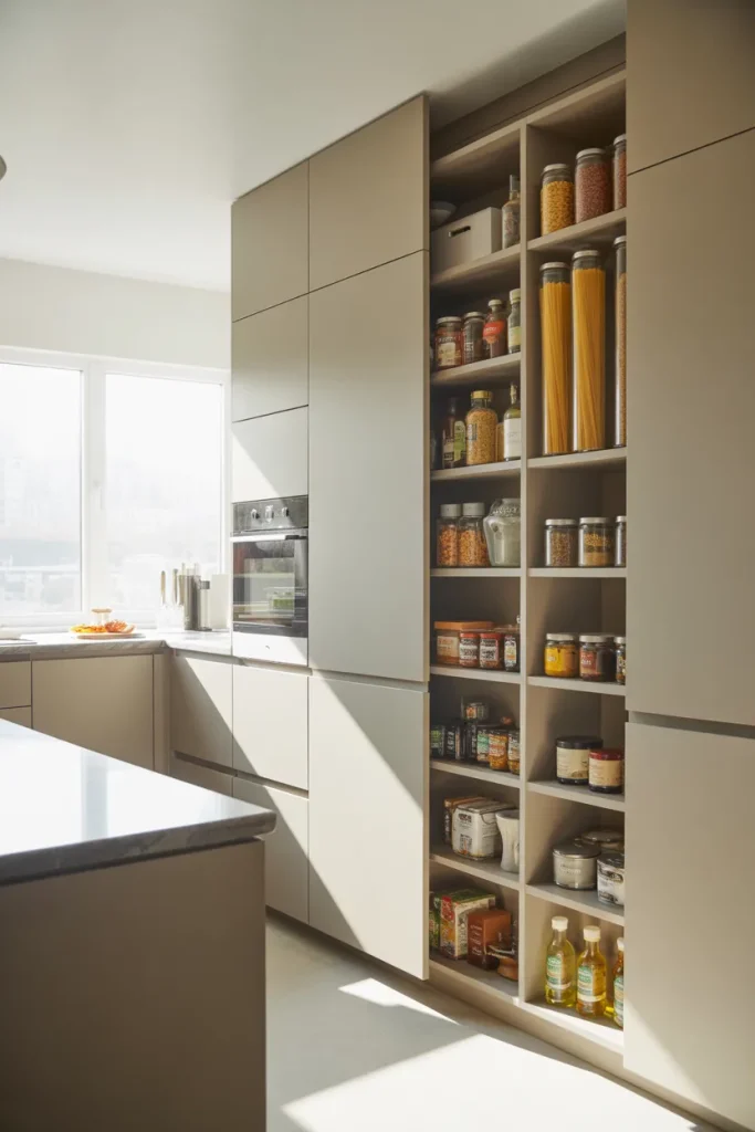 1. Built-In Kitchen Pantry Cabinets for a Clean Look