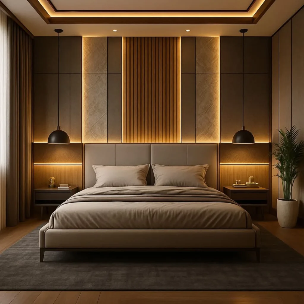 1. Minimalist Wooden Bed with Clean Lines