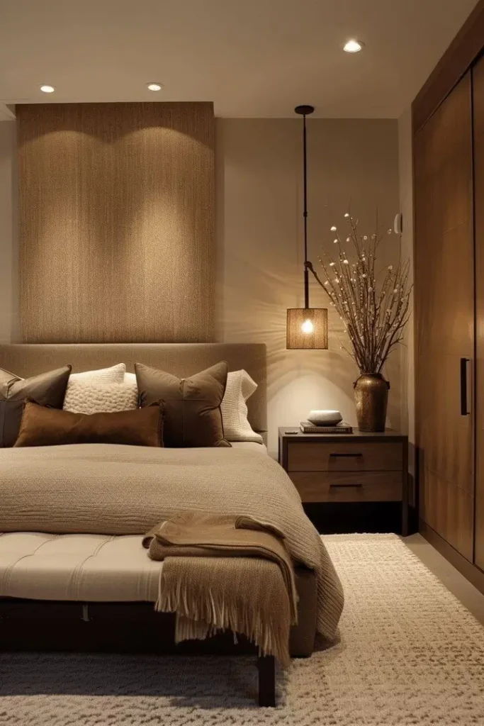 10. Grey Bedrooms with Statement Lighting