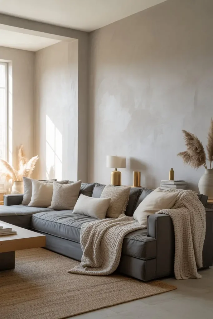 10. Textured Gray Walls That Add Quiet Interest