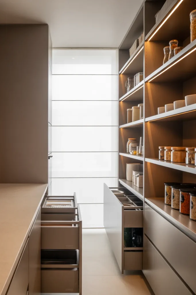 11. Minimal Pantry Design with Neutral Colors