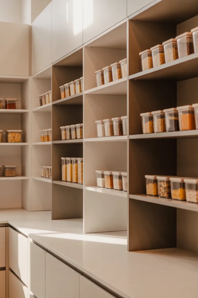 11. Minimalist Food Pantry Styling for Modern Kitchens