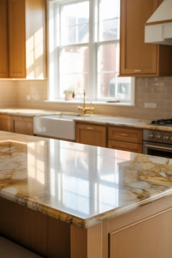 11. Natural Stone Countertops with Soft Texture