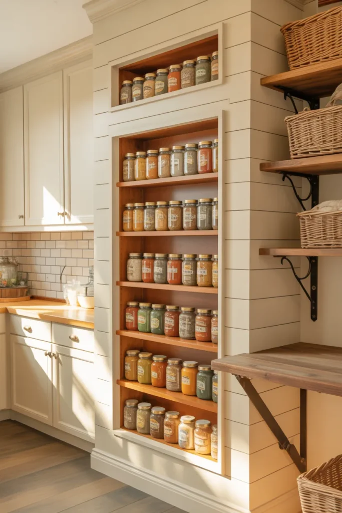 11. Recessed Pantry Shelves in Laundry Room Wall