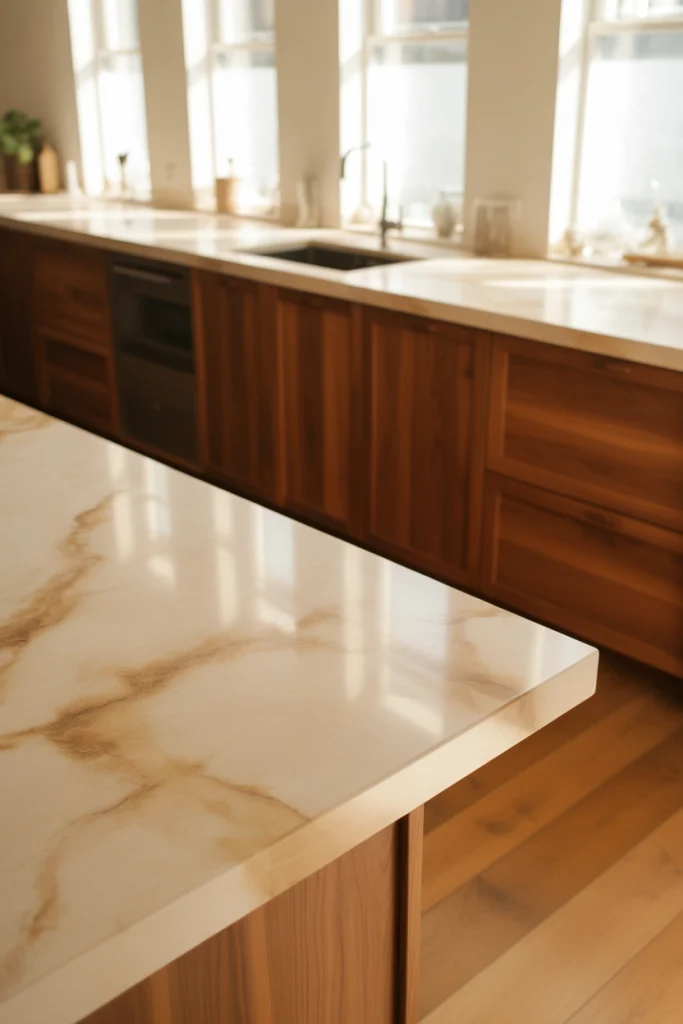 11. Soft Stone Countertops with Natural Texture