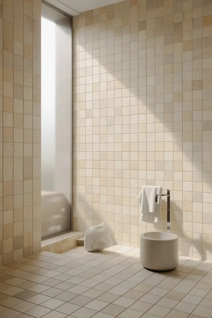 11. Soft Textured Tiles That Add Depth