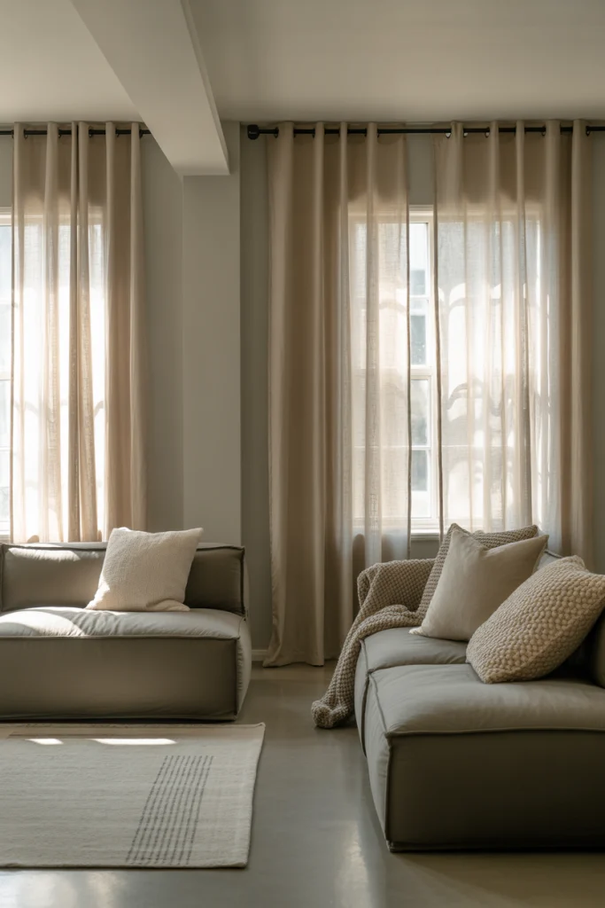 12. Curtains That Soften Light and Sound