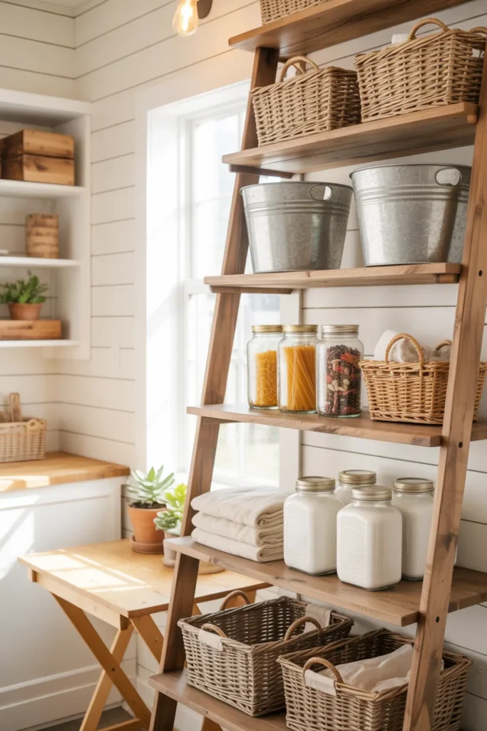 12. Ladder Shelves for Vertical Storage