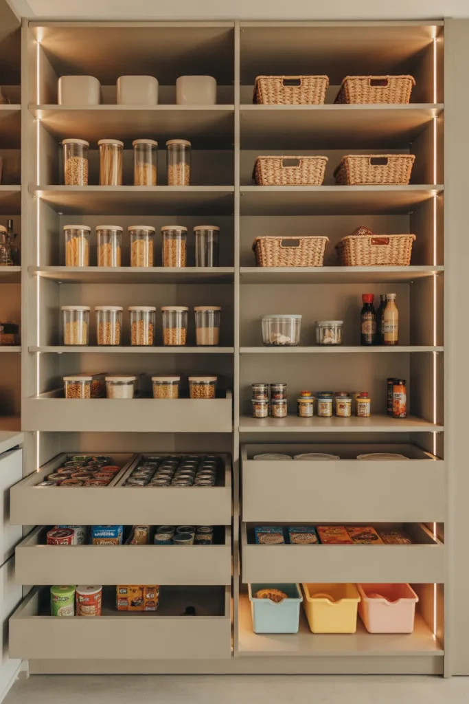 12. Minimalist Pantry Design for Easy Maintenance