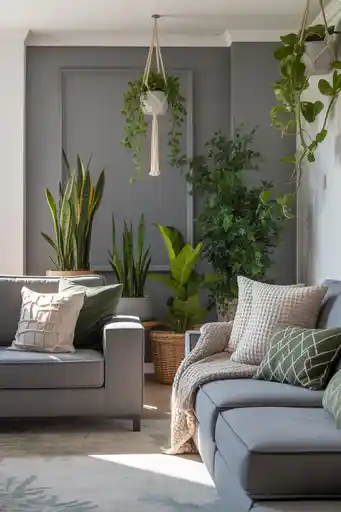 13. Green Plants That Refresh Gray Interiors