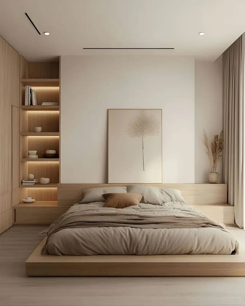 13. Japanese-Inspired Wooden Bed