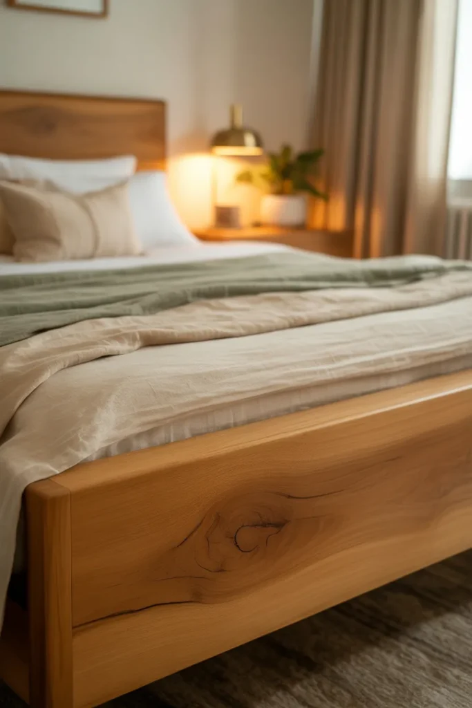 13. Natural Wood Beds with Visible Grain