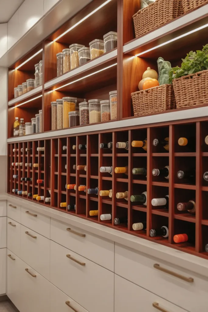 13. Wine Racks Integrated into Pantry Design