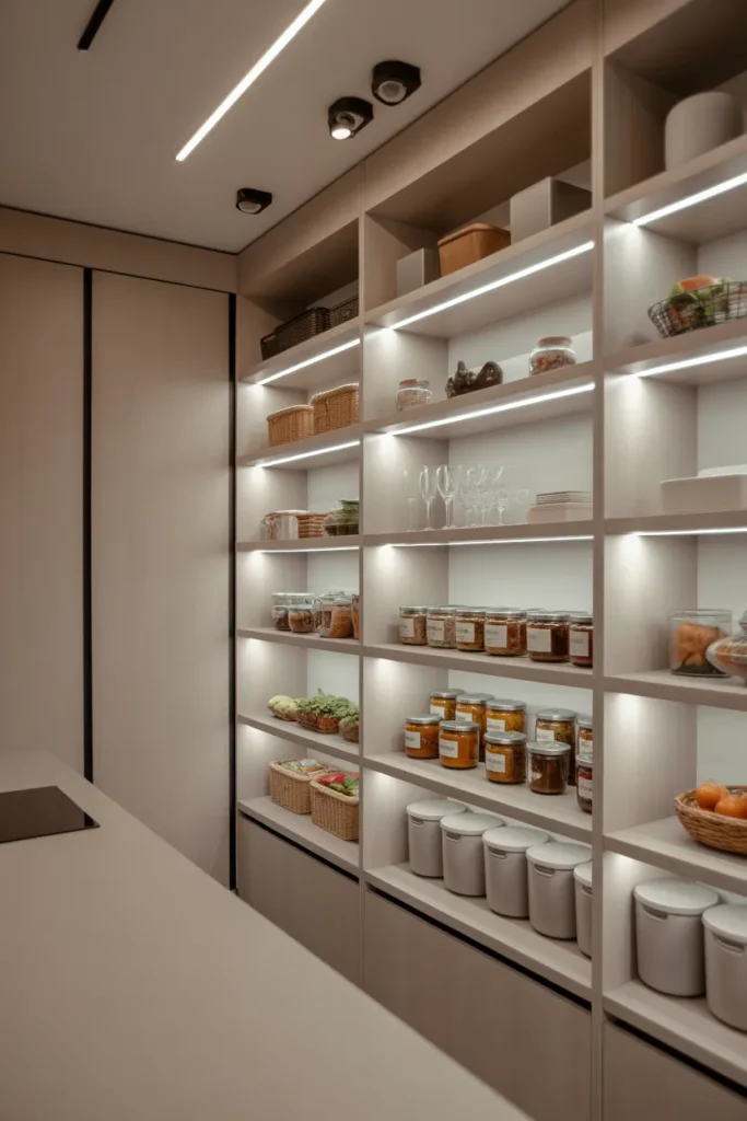 14. Pantry Lighting That Improves Visibility