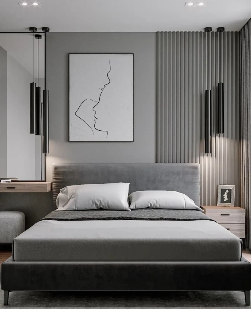 15. Grey Bedrooms with Art and Soft Decor