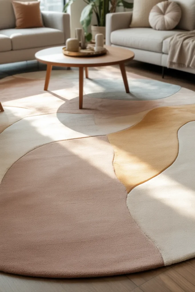 15. Rounded Rugs for Softer Layouts