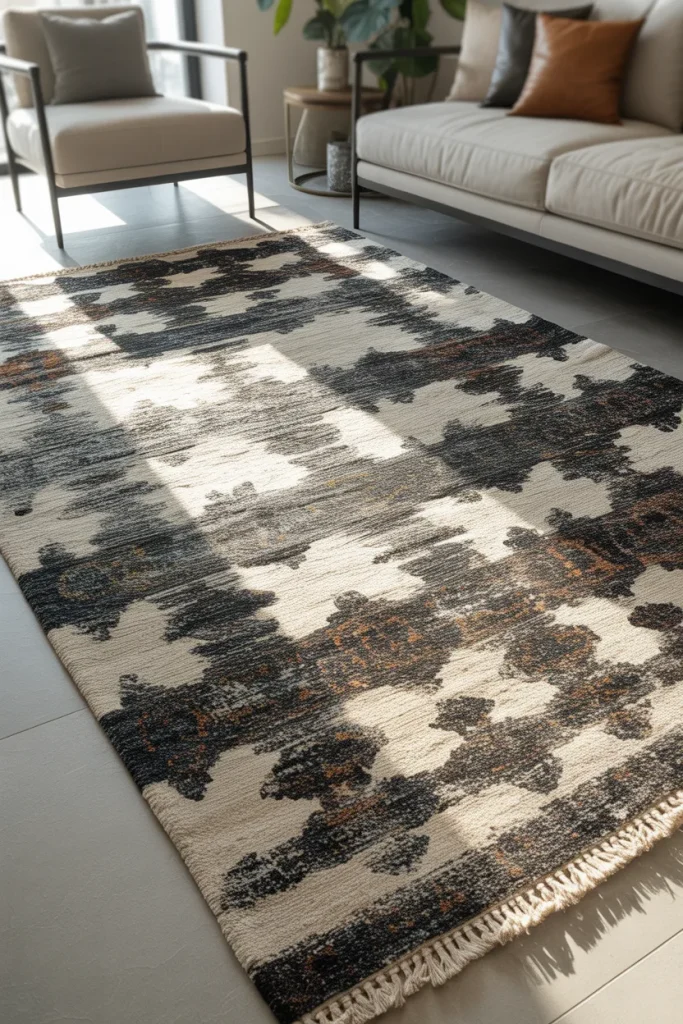 16. High-Contrast Rugs for Visual Impact