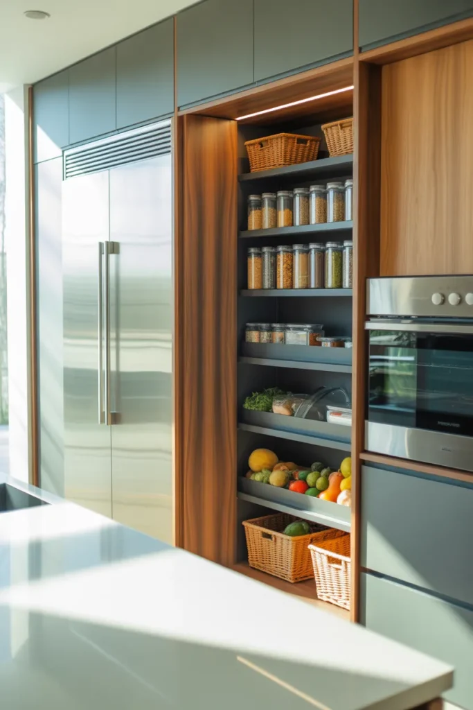 16. Refrigerator-Adjacent Pantry with Sliding Doors