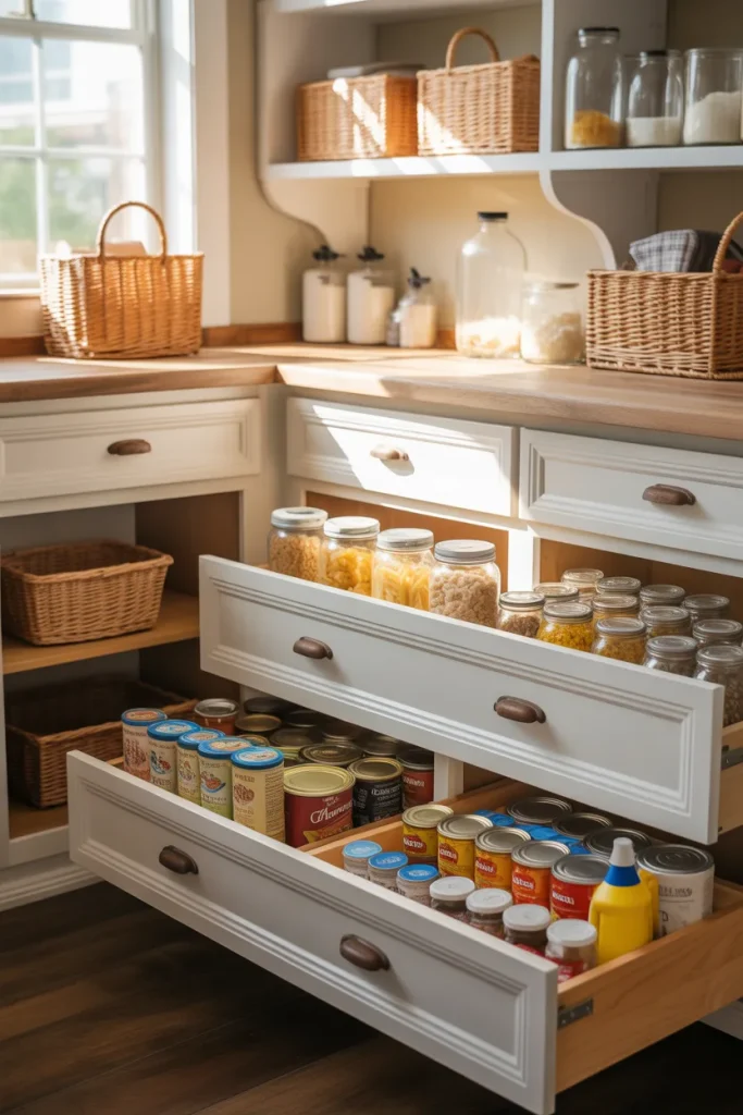 2. Built-In Cabinets With Pull-Out Drawers