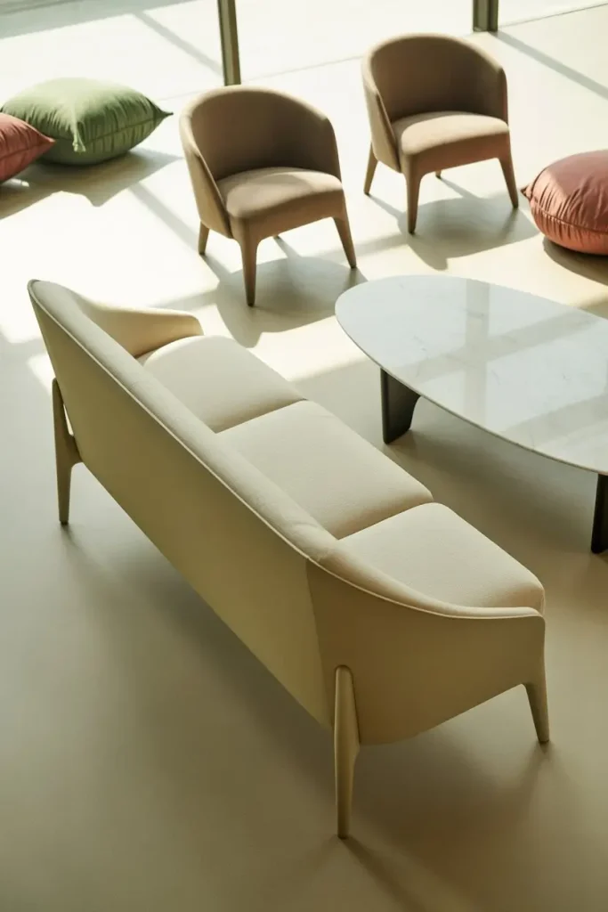 2. Furniture with Slim Shapes and Soft Edges