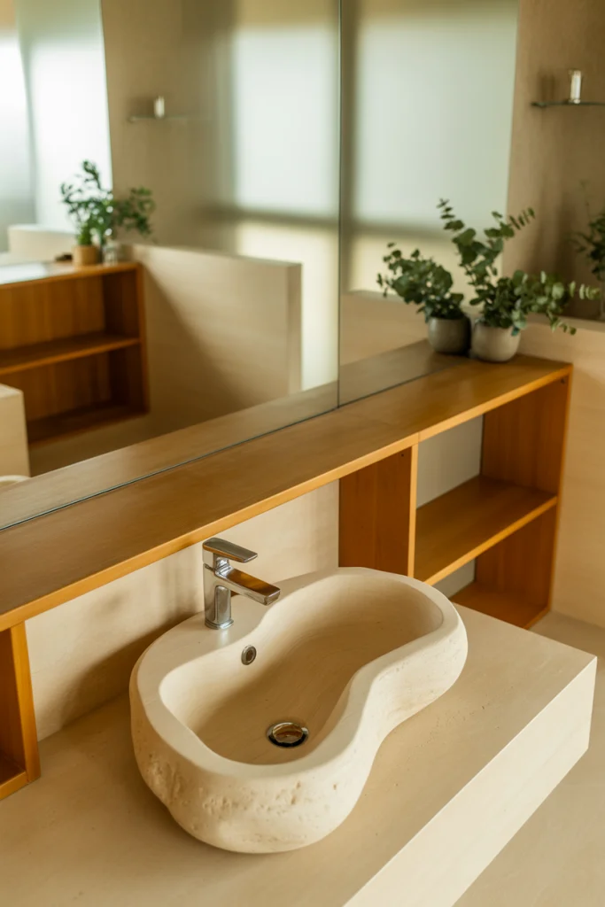 2. Natural Stone and Wood Elements