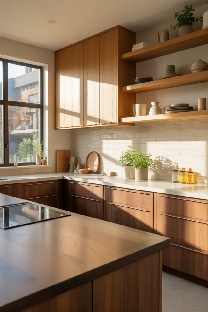2. Natural Wood for a Soft Modern Look