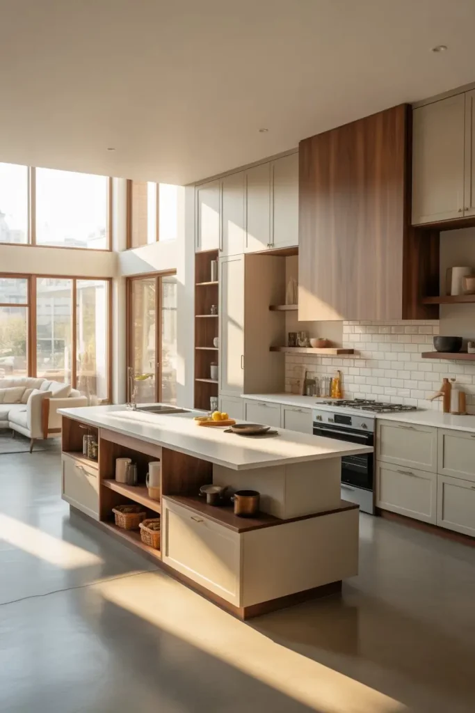 3. Large Kitchen Islands That Become the Heart of the Home