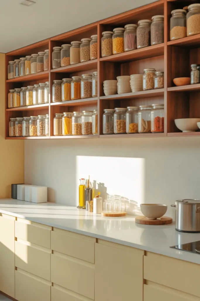 3. Open Kitchen Pantry Shelving for Everyday Items