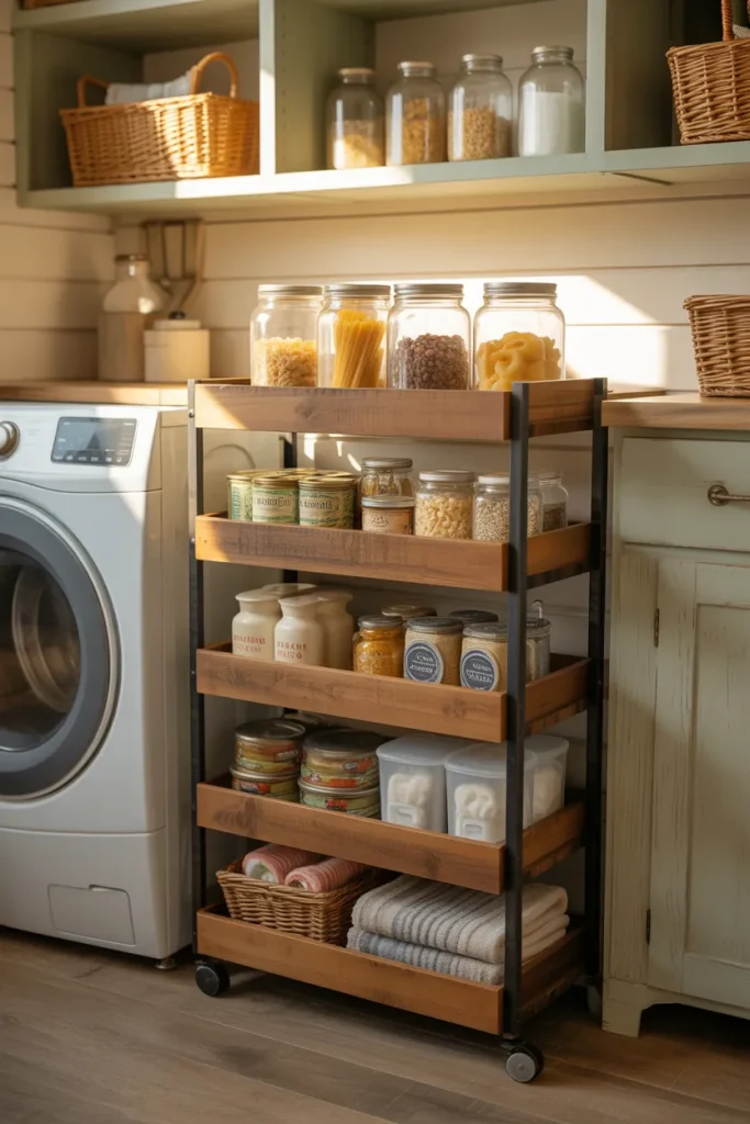 3. Slim Rolling Pantry Cart for Tight Spaces