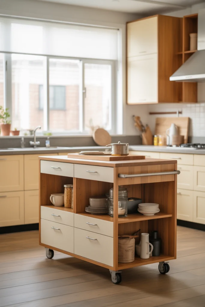 5. Bring in a Multifunctional Kitchen Island or Cart