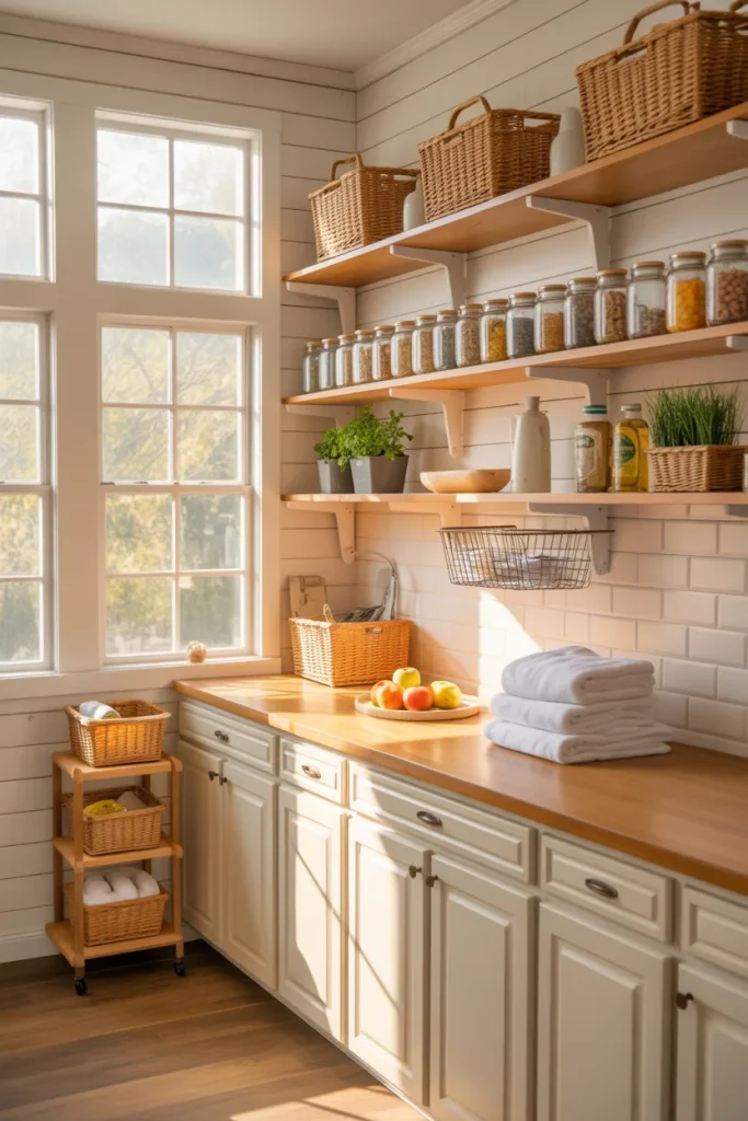 5. Multi-Functional Countertop with Pantry Storage Below