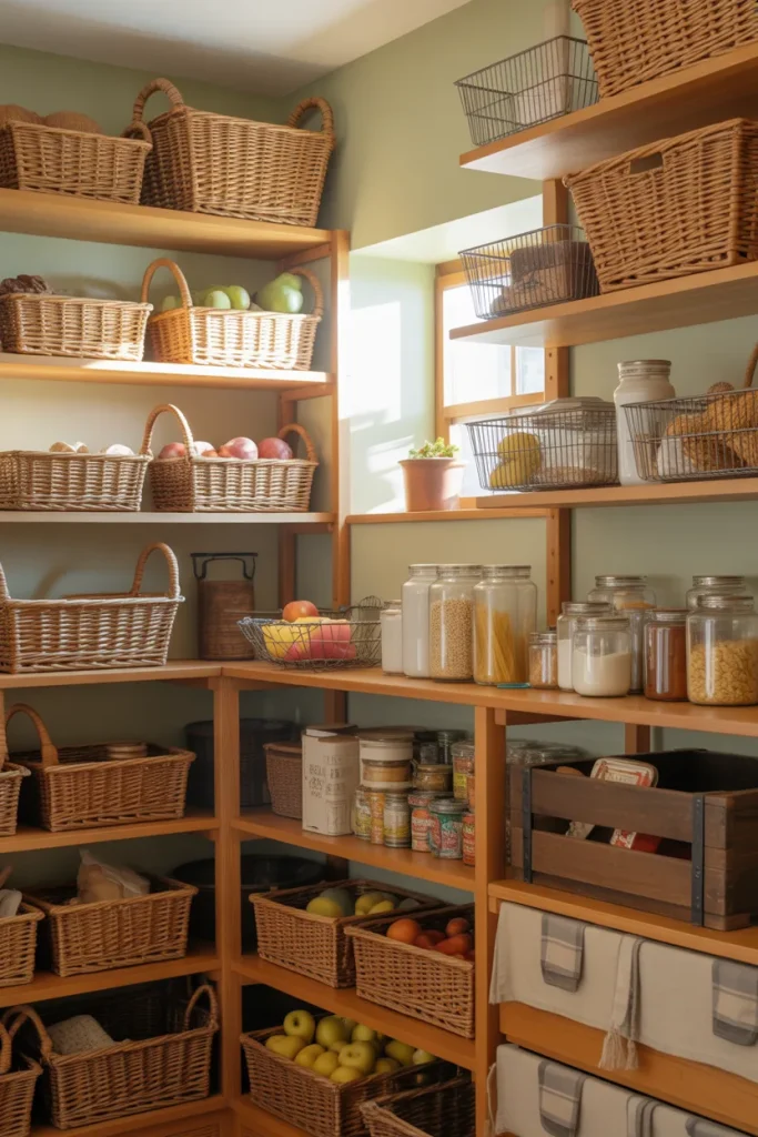 5. Wicker and Wire Baskets for Easy Storage