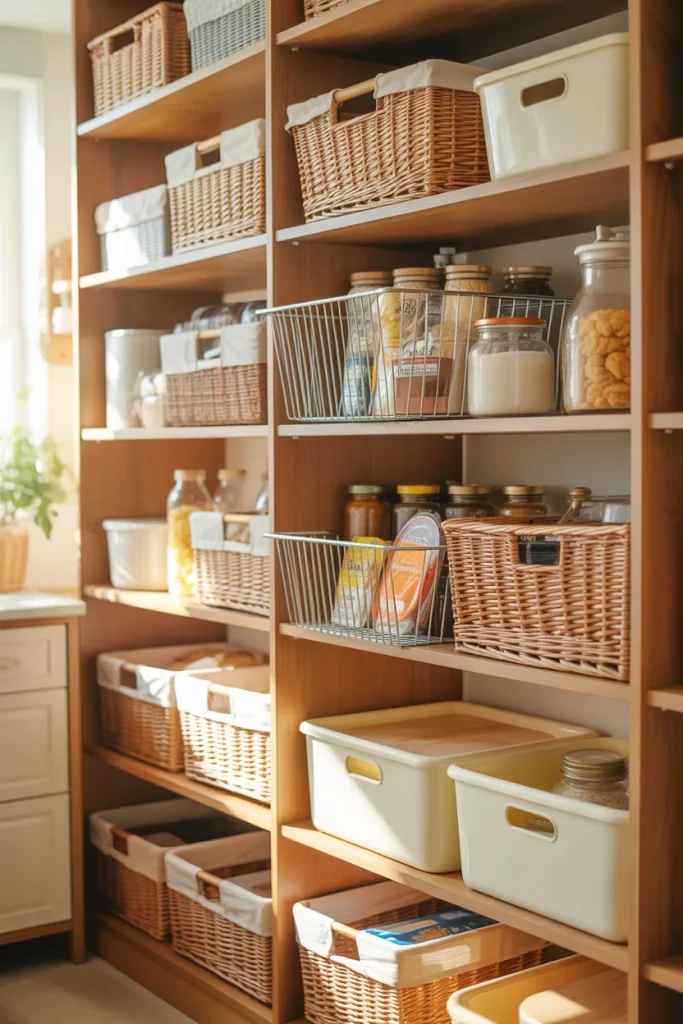 6. Baskets and Bins to Group Pantry Items