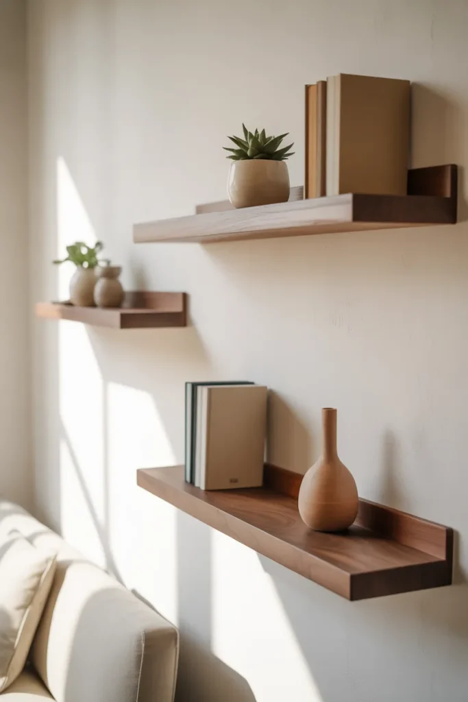6. Floating Shelves Styled with Care