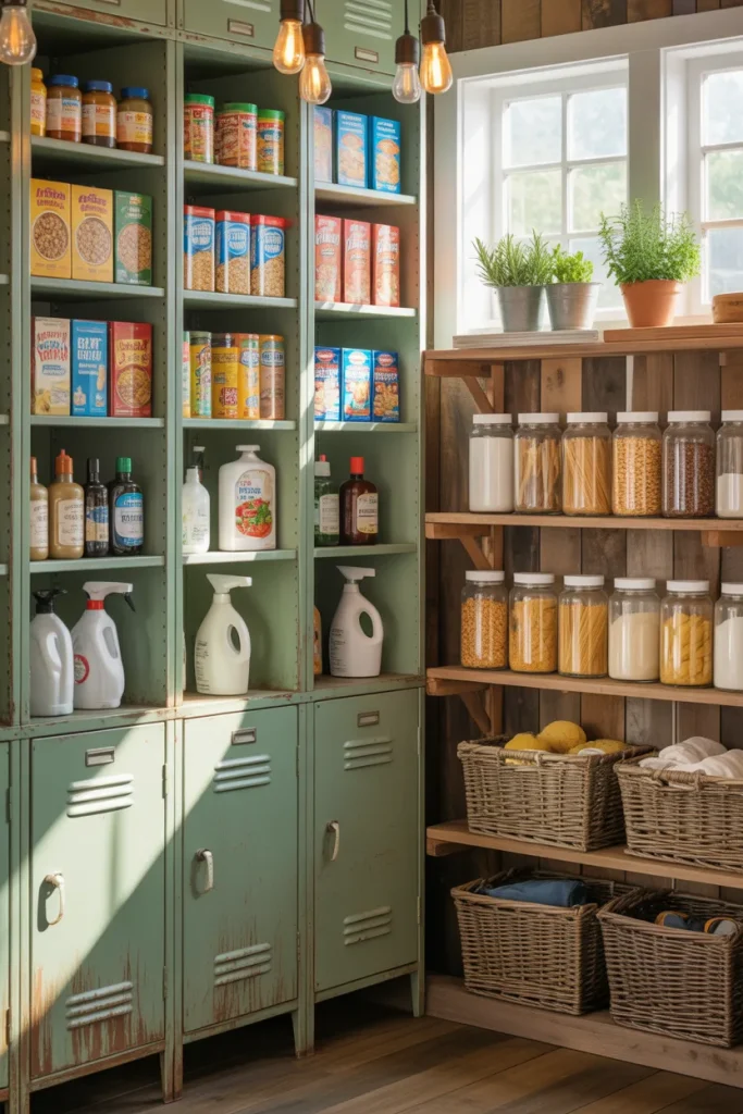 6. Vintage Lockers for a Unique Pantry Look