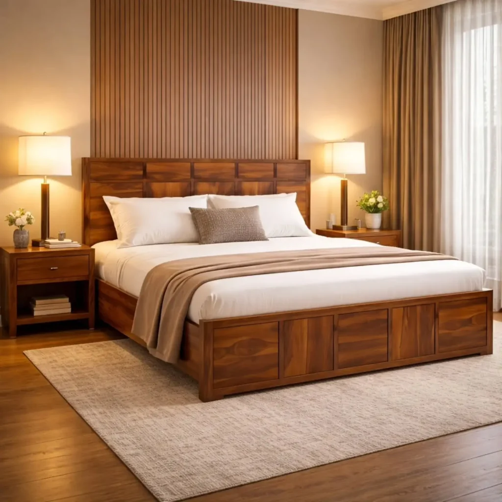 6. Wooden Platform Bed with Storage