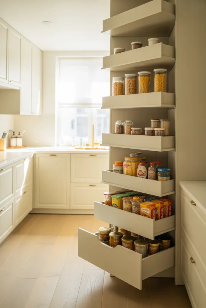 7. Corner Kitchen Pantries That Use Dead Space