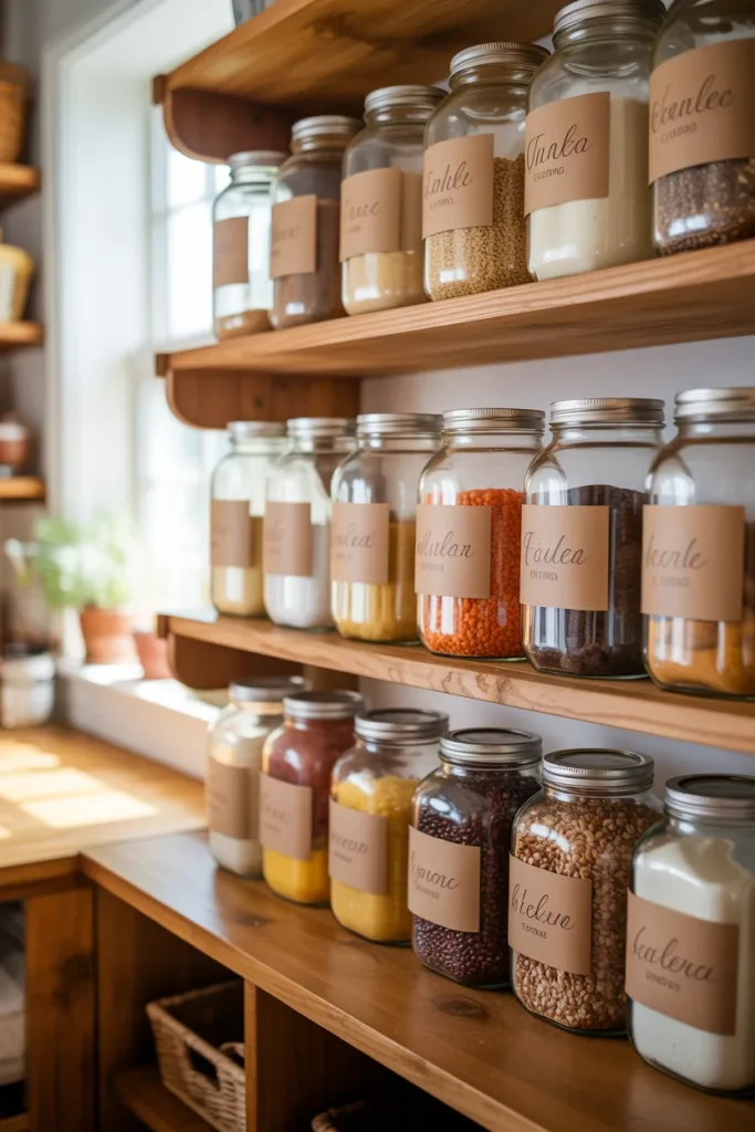 7. Farmhouse Pantry with Labelled Glass Jars