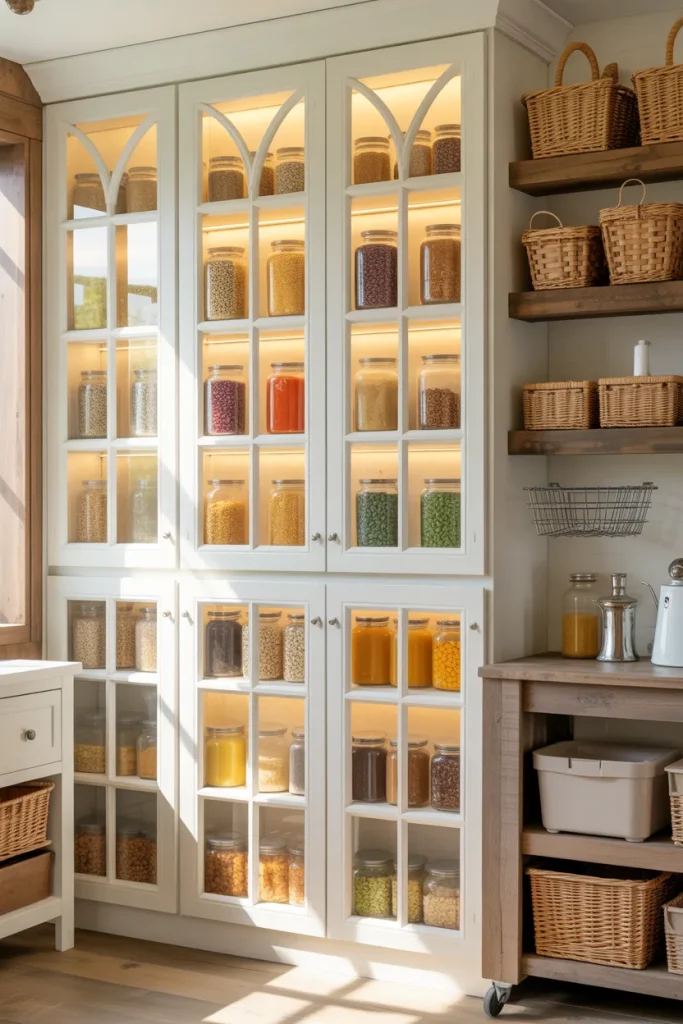 7. Glass-Front Pantry Cabinets to Show Off Your Collection