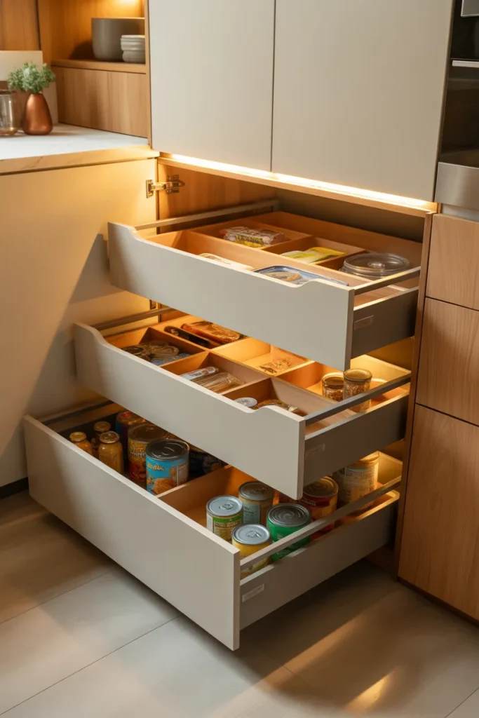 7. Pantry Drawers Instead of Traditional Shelves
