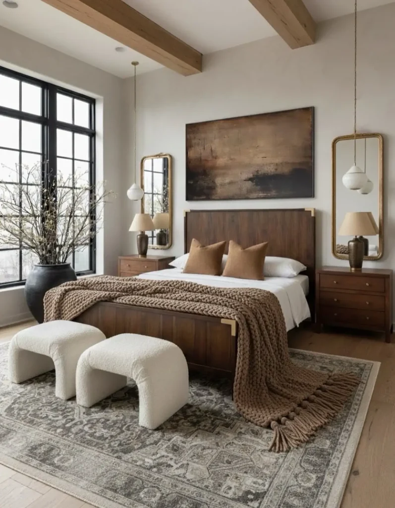 7. Scandinavian-Style Wooden Bed