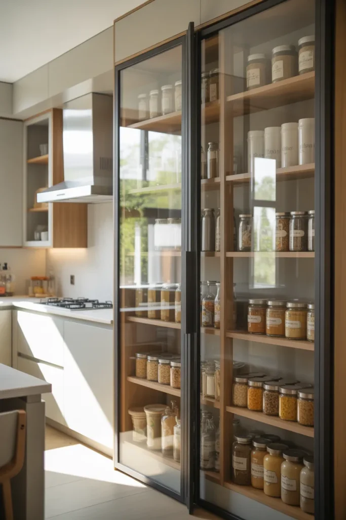 8. Glass Door Pantries That Feel Light and Open