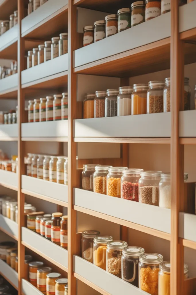 9. Tiered Shelf Organizers for Canned Goods and Jars