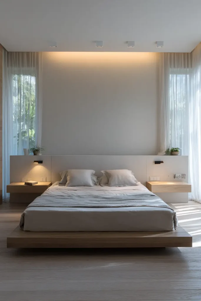 Bedroom Layout with Floating Nightstands