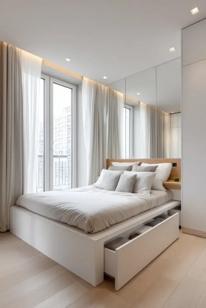 Bedroom Layout with Hidden Storage Solutions