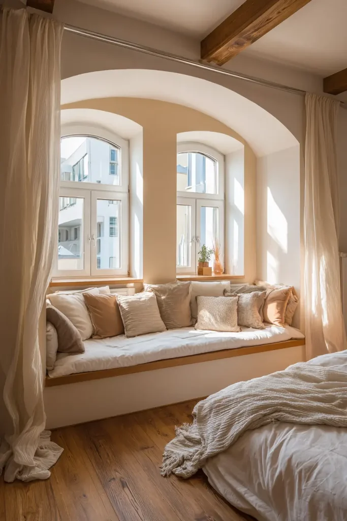 Bedroom Layout with Window Seating Feature