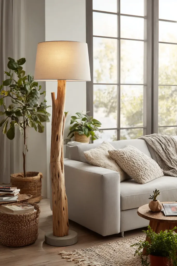 Floor Lamps with Natural Wood Details