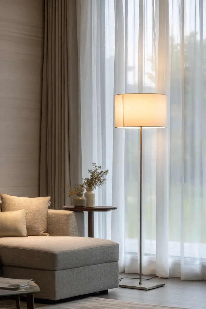 Minimal Floor Lamps with Soft Warm Glow