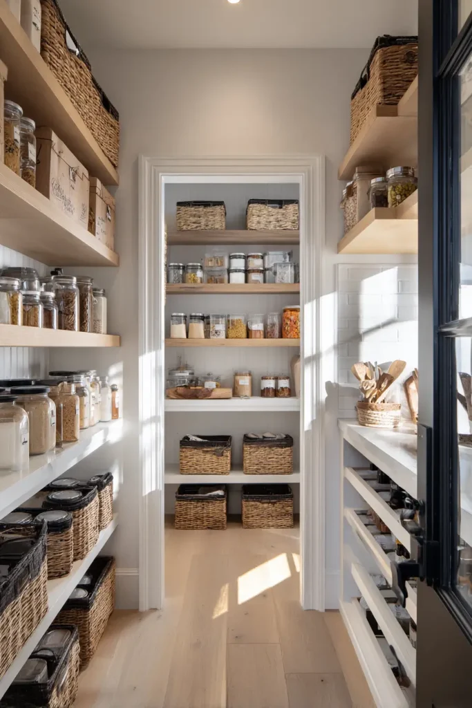 Narrow Pantries with Labelled Sections