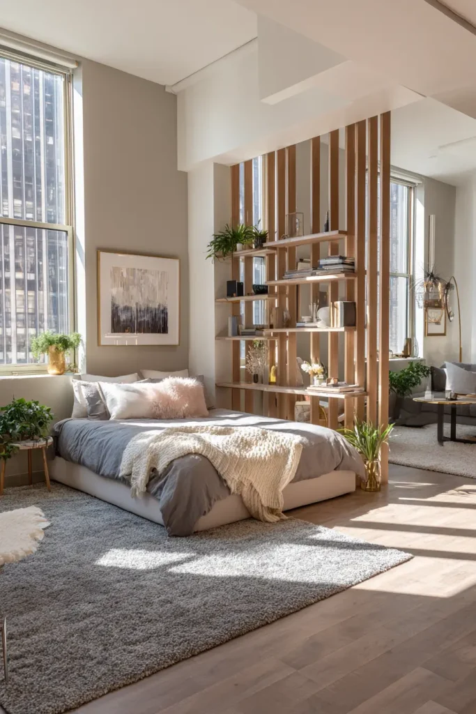 Studio Bedroom Layout with Soft Dividers